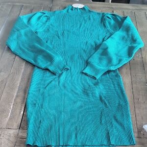 Chic Teal green Long Sleeve Dress